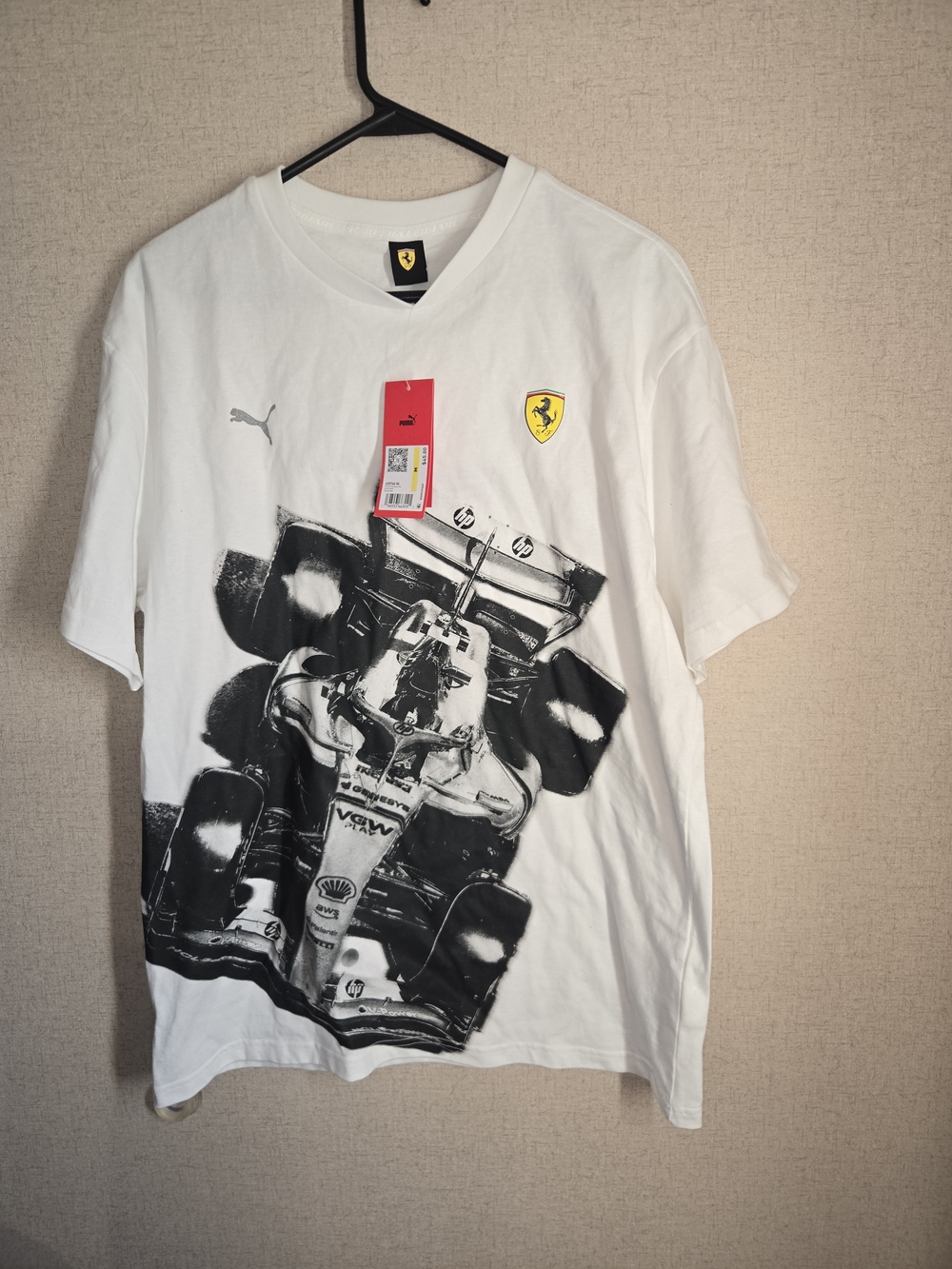 Ferrari x Puma White Graphic Men's T‑Shirt Medium Nwt
